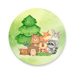 Capa Painel Redondo Decorativo Tema Bosque Animais Decoração Festa Infantil