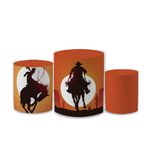 Trio Capas de Cilindros Sublimados Decorativo Tema Cowboy Country Decoração Festa