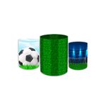 Trio Capas de Cilindros Sublimados Decorativo Tema Futebol Menino Decoração