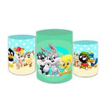 Trio Capas de Cilindros Sublimados Decorativo Tema Looney Tunes Decoração Festa Infantil