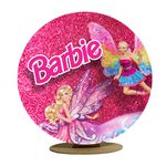 Capa Mini Painel Redondo 50x50cm Decorativo Tema Barbie Girl Menina Festa Decoração