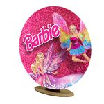 Capa Mini Painel Redondo 50x50cm Decorativo Tema Barbie Girl Menina Festa Decoração