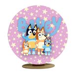 Capa Mini Painel Redondo 50x50cm Decorativo Tema Bluey Desenho Infantil Decoração Festa