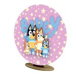Capa Mini Painel Redondo 50x50cm Decorativo Tema Bluey Desenho Infantil Decoração Festa