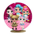 Capa Mini Painel Redondo 50x50cm Decorativo Tema Boneca LOL Menina Decoração Festa Infantil