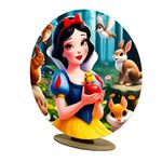Capa Mini Painel Redondo 50x50cm Decorativo Tema Branca de Neve Princesa Decoração Festa Menina