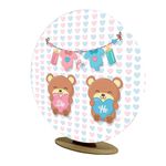 Capa Mini Painel Redondo 50x50cm Decorativo Tema Chá Revelação Ursinho Cute Decoração