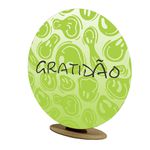 Capa Mini Painel Redondo 50x50cm Decorativo Tema Gratidão Decoração Festa Verde