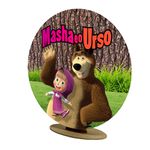 Capa Mini Painel Redondo 50x50cm Decorativo Tema Marsha Urso Decoração Festa Infantil