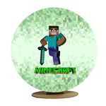 Capa Mini Painel Redondo 50x50cm Decorativo Tema Minecraft Decoração Festa Infantil