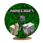 Capa Mini Painel Redondo 50x50cm Decorativo Tema Minecraft Decoração Festa Infantil