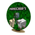Capa Mini Painel Redondo 50x50cm Decorativo Tema Minecraft Decoração Festa Infantil