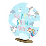 Capa Mini Painel Redondo 50x50cm Decorativo Tema Unicornio Decoração Festa Infantil