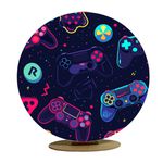 Capa Mini Painel Redondo 50x50cm Decorativo Tema Game Consolo Colorido Decoração