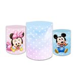 Trio Capas De Cilindros Sublimados Decorativo Tema Infantil Menina Minnie Mouse Decoração