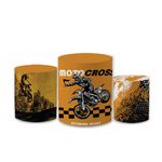 Trio Capas de Cilindros Sublimados Decorativo Tema Motocross Adrenalina Decoração Festa