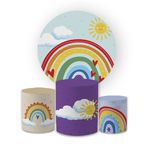 Kit Capa Painel Redondo + Trio Cilindros Decoração Festa Infantil Arco Iris