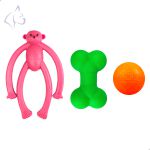 Kit Brinquedos Porte Pequeno Macaco Osso Bolinha - Big Bull Pet