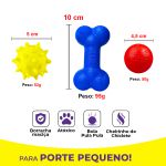 Kit Brinquedos Porte Pequeno Bola Cravo Osso Bola - Big Bull Pet