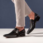 Sapato Masculino Loafer Social Solado Em Couro Preto