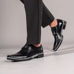Sapato Social Masculino Em Couro Legítimo Linha Gênesis com Cadarço Preto