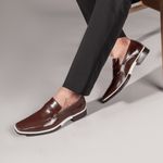 Sapato Social Loafer Masculino Em Couro Legítimo Linha Gênesis Mouro