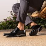 Sapato Social Masculino Em Couro Legítimo Linha Gênesis com Cadarço Preto
