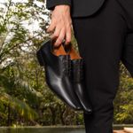 Sapato Social Oxford Solado Em Couro 327 Preto
