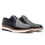 Sapato Casual Derby Masculino com Perfuros Linha Porto Preto