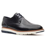 Sapato Casual Derby Masculino com Perfuros Linha Porto Preto