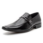 Sapato Social Masculino em Couro Textura Cobra Preto