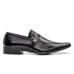 Sapato Social Masculino em Couro Bico Fino Fivela Preto