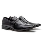 Sapato Social Masculino em Couro Bico Fino Fivela Preto