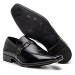 Sapato Social Masculino em Couro Bico Fino Fivela Preto