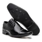 Sapato Social Masculino em Couro Bico Fino Cadarço Preto