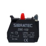 Bloco de Contato de Ruptura Positiva ZBE-102 Emergência (NR12) com 1NF (vermelho) - Para Botões de Emergência Sibratec