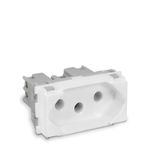 Kit Módulo Linha TWDIN Tomada Padrão Brasileiro Branca 2P+T 20A 250V + Suporte Genérico Branco Sibratec