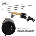 Espeto Giratorio Elétrico 127V Triplo - PRETO FOSCO