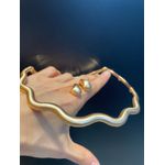 Conjunto Colar Choker e Brinco Metal Lesprit 7801451 Dourado