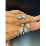 Conjunto Brinco e Anel Zircônia Lesprit 6013504 Dourado Cristal