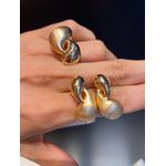 Conjunto Brinco e Anel Metal 7800007 Dourado