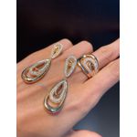 Conjunto Brinco e Anel Zircônia Lesprit 6013287 Dourado Cristal