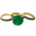 Conjunto Brinco Anel Zircônia Lesprit 6012647 Dourado Verde