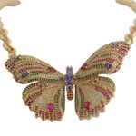 Conjunto Colar e Brinco Borboleta Zircônia Lesprit 6012161 Dourado Multicor