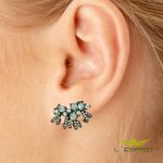 Brinco Ear Cuff Zircônia Lesprit Ródio Negro Azul Claro