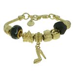 Pulseira Beloque Cristal Lesprit K03882-50610 Dourado Preto