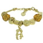 Pulseira Beloque Cristal Lesprit K03882-50750 Dourado Marrom