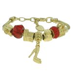 Pulseira Beloque Cristal Lesprit K03882-51020 Dourado Vermelho