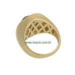 Anel Pizza Zircônia Lesprit DAE09721 Dourado Rubi e Cristal