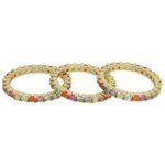 Conjunto 3 Aneis Riviera Zircônia Lesprit 60116341 Dourado Multicor